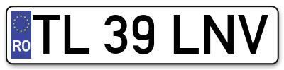 Placuta inmatriculare numar auto  TL-39-LNV, TL 39 LNV, TL39LNV