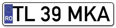 Placuta inmatriculare numar auto  TL-39-MKA, TL 39 MKA, TL39MKA