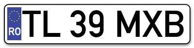 Placuta inmatriculare numar auto  TL-39-MXB, TL 39 MXB, TL39MXB