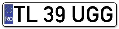 Placuta inmatriculare numar auto  TL-39-UGG, TL 39 UGG, TL39UGG