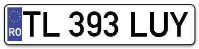 Placuta inmatriculare numar auto  TL-393-LUY, TL 393 LUY, TL393LUY