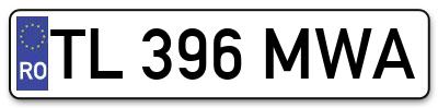 Placuta inmatriculare numar auto  TL-396-MWA, TL 396 MWA, TL396MWA
