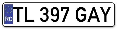 Placuta inmatriculare numar auto  TL-397-GAY, TL 397 GAY, TL397GAY