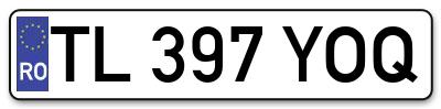 Placuta inmatriculare numar auto  TL-397-YOQ, TL 397 YOQ, TL397YOQ