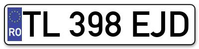 Placuta inmatriculare numar auto  TL-398-EJD, TL 398 EJD, TL398EJD