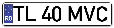 Placuta inmatriculare numar auto  TL-40-MVC, TL 40 MVC, TL40MVC