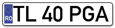Placuta inmatriculare numar auto  TL-40-PGA, TL 40 PGA, TL40PGA