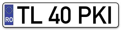 Placuta inmatriculare numar auto  TL-40-PKI, TL 40 PKI, TL40PKI