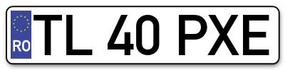 Placuta inmatriculare numar auto  TL-40-PXE, TL 40 PXE, TL40PXE