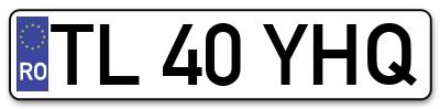 Placuta inmatriculare numar auto  TL-40-YHQ, TL 40 YHQ, TL40YHQ