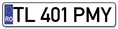 Placuta inmatriculare numar auto  TL-401-PMY, TL 401 PMY, TL401PMY