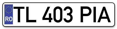 Placuta inmatriculare numar auto  TL-403-PIA, TL 403 PIA, TL403PIA