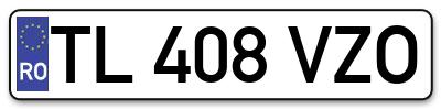 Placuta inmatriculare numar auto  TL-408-VZO, TL 408 VZO, TL408VZO