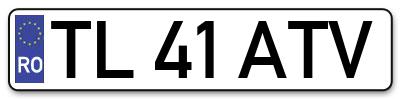 Placuta inmatriculare numar auto  TL-41-ATV, TL 41 ATV, TL41ATV