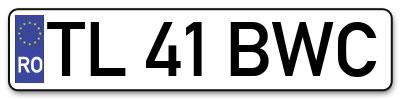 Placuta inmatriculare numar auto  TL-41-BWC, TL 41 BWC, TL41BWC