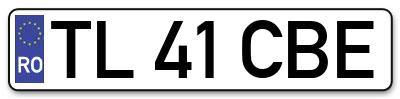 Placuta inmatriculare numar auto  TL-41-CBE, TL 41 CBE, TL41CBE