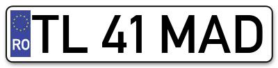 Placuta inmatriculare numar auto  TL-41-MAD, TL 41 MAD, TL41MAD