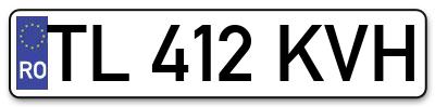 Placuta inmatriculare numar auto  TL-412-KVH, TL 412 KVH, TL412KVH