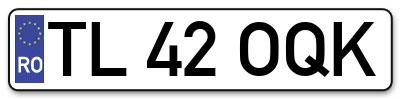 Placuta inmatriculare numar auto  TL-42-OQK, TL 42 OQK, TL42OQK