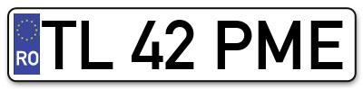 Placuta inmatriculare numar auto  TL-42-PME, TL 42 PME, TL42PME