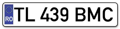 Placuta inmatriculare numar auto  TL-439-BMC, TL 439 BMC, TL439BMC