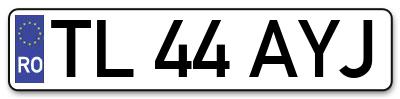 Placuta inmatriculare numar auto  TL-44-AYJ, TL 44 AYJ, TL44AYJ