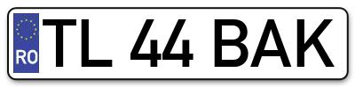 Placuta inmatriculare numar auto  TL-44-BAK, TL 44 BAK, TL44BAK