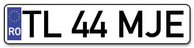 Placuta inmatriculare numar auto  TL-44-MJE, TL 44 MJE, TL44MJE