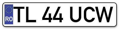 Placuta inmatriculare numar auto  TL-44-UCW, TL 44 UCW, TL44UCW