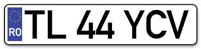 Placuta inmatriculare numar auto  TL-44-YCV, TL 44 YCV, TL44YCV