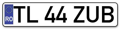 Placuta inmatriculare numar auto  TL-44-ZUB, TL 44 ZUB, TL44ZUB