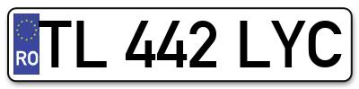 Placuta inmatriculare numar auto  TL-442-LYC, TL 442 LYC, TL442LYC