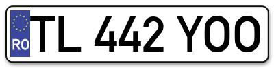 Placuta inmatriculare numar auto  TL-442-YOO, TL 442 YOO, TL442YOO