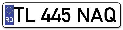 Placuta inmatriculare numar auto  TL-445-NAQ, TL 445 NAQ, TL445NAQ