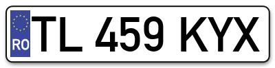Placuta inmatriculare numar auto  TL-459-KYX, TL 459 KYX, TL459KYX