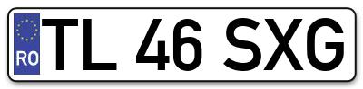 Placuta inmatriculare numar auto  TL-46-SXG, TL 46 SXG, TL46SXG