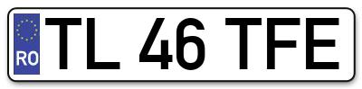 Placuta inmatriculare numar auto  TL-46-TFE, TL 46 TFE, TL46TFE