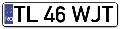 Placuta inmatriculare numar auto  TL-46-WJT, TL 46 WJT, TL46WJT