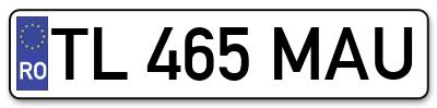 Placuta inmatriculare numar auto  TL-465-MAU, TL 465 MAU, TL465MAU