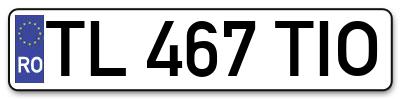 Placuta inmatriculare numar auto  TL-467-TIO, TL 467 TIO, TL467TIO