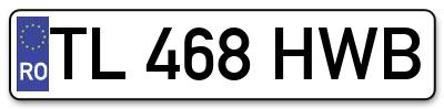 Placuta inmatriculare numar auto  TL-468-HWB, TL 468 HWB, TL468HWB