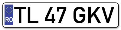 Placuta inmatriculare numar auto  TL-47-GKV, TL 47 GKV, TL47GKV