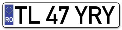 Placuta inmatriculare numar auto  TL-47-YRY, TL 47 YRY, TL47YRY
