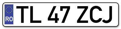 Placuta inmatriculare numar auto  TL-47-ZCJ, TL 47 ZCJ, TL47ZCJ