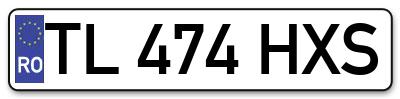 Placuta inmatriculare numar auto  TL-474-HXS, TL 474 HXS, TL474HXS