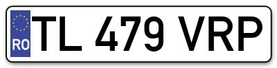 Placuta inmatriculare numar auto  TL-479-VRP, TL 479 VRP, TL479VRP