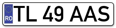 Placuta inmatriculare numar auto  TL-49-AAS, TL 49 AAS, TL49AAS