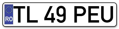 Placuta inmatriculare numar auto  TL-49-PEU, TL 49 PEU, TL49PEU