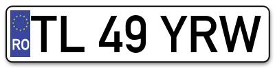 Placuta inmatriculare numar auto  TL-49-YRW, TL 49 YRW, TL49YRW