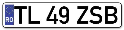 Placuta inmatriculare numar auto  TL-49-ZSB, TL 49 ZSB, TL49ZSB